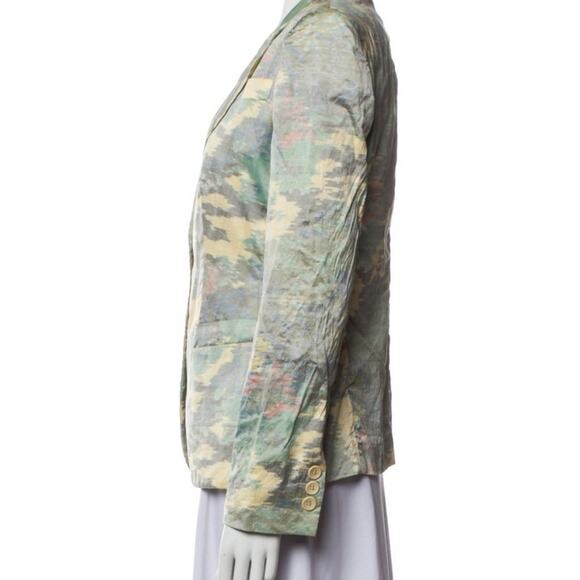 Armani Collezioni Camoflauge Camo Raw Silk Blazer Jacket Size 6 - Picture 3 of 6